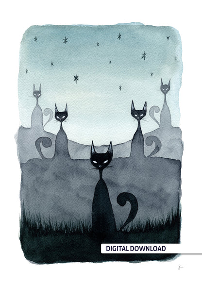 Twilight Cats - Printable Art