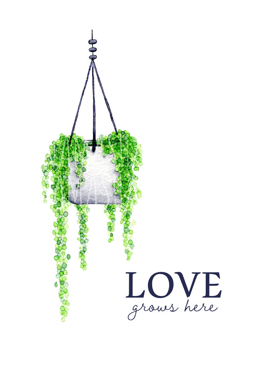 Love Grows Here - Hanging Pearls Print