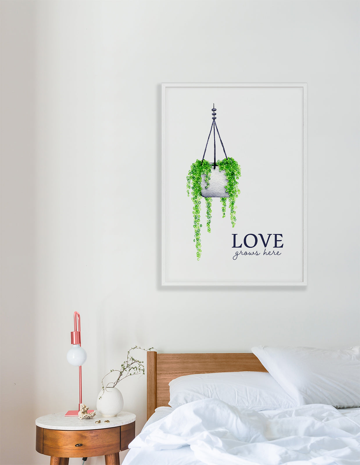 Love Grows Here - Hanging Pearls Print