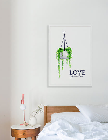 Love Grows Here - Hanging Pearls Print