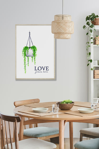 Love Grows Here - Hanging Pearls Print