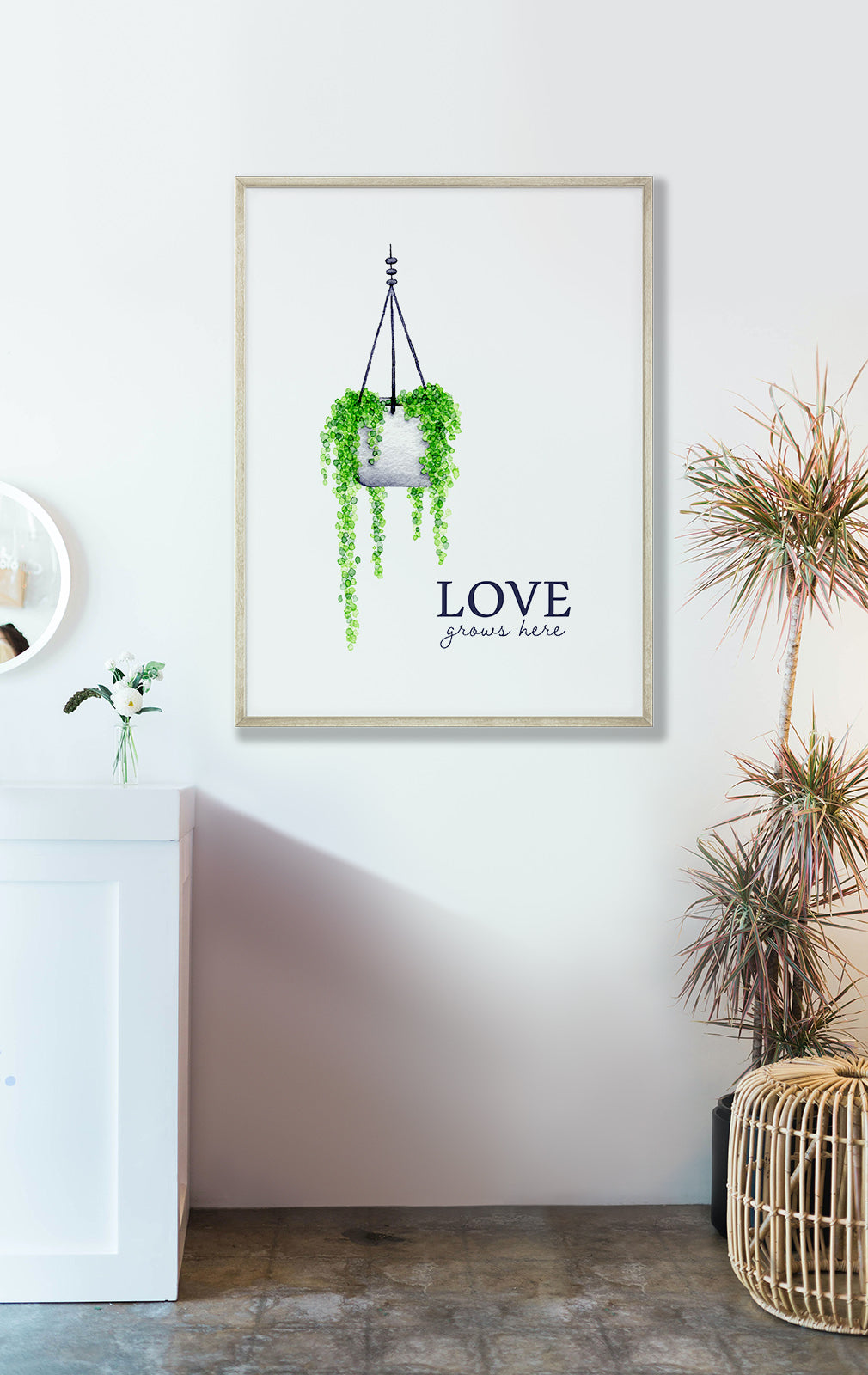 Love Grows Here - Hanging Pearls Print