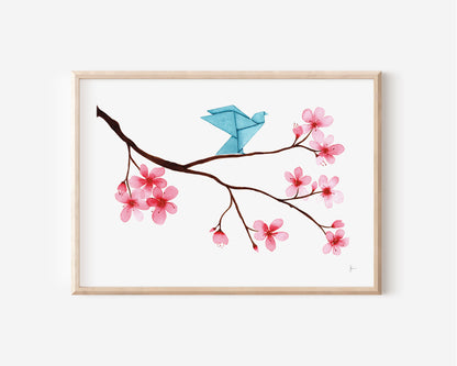 Blue Bird Blossom - Print