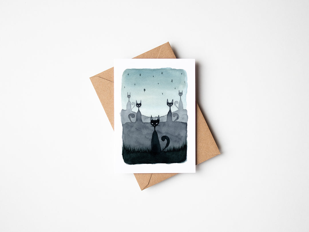 Twilight Cats - Greeting Card