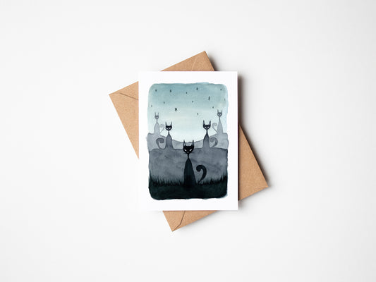 Twilight Cats - Greeting Card