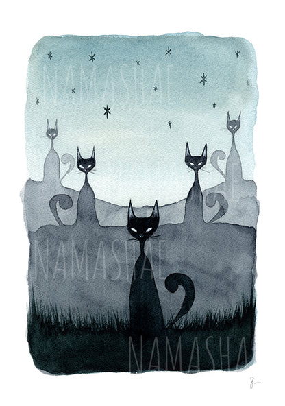 Twilight Cats - Greeting Card